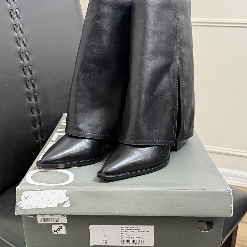 Bianca Mid-Block Leather Bootsquare Point8.5 B 3”Square Heelnwt In Box — image 2 of 8